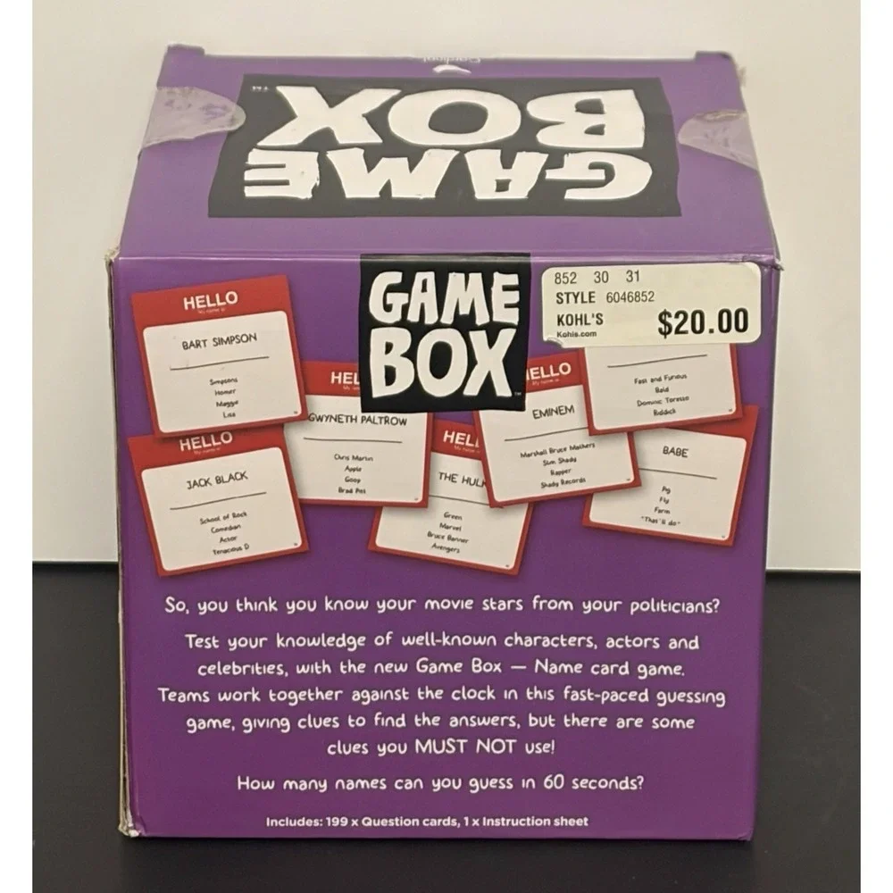 Cardinal Game Box Name‎ The Celebrity Guessing Game For Boys Girls Teen & Adults